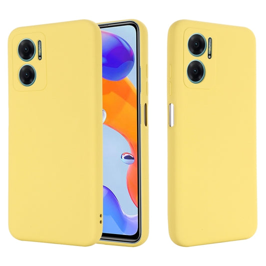 For Xiaomi Redmi 11 Prime 5G Pure Color Liquid Silicone Shockproof Phone Case(Yellow) by buy2fix
