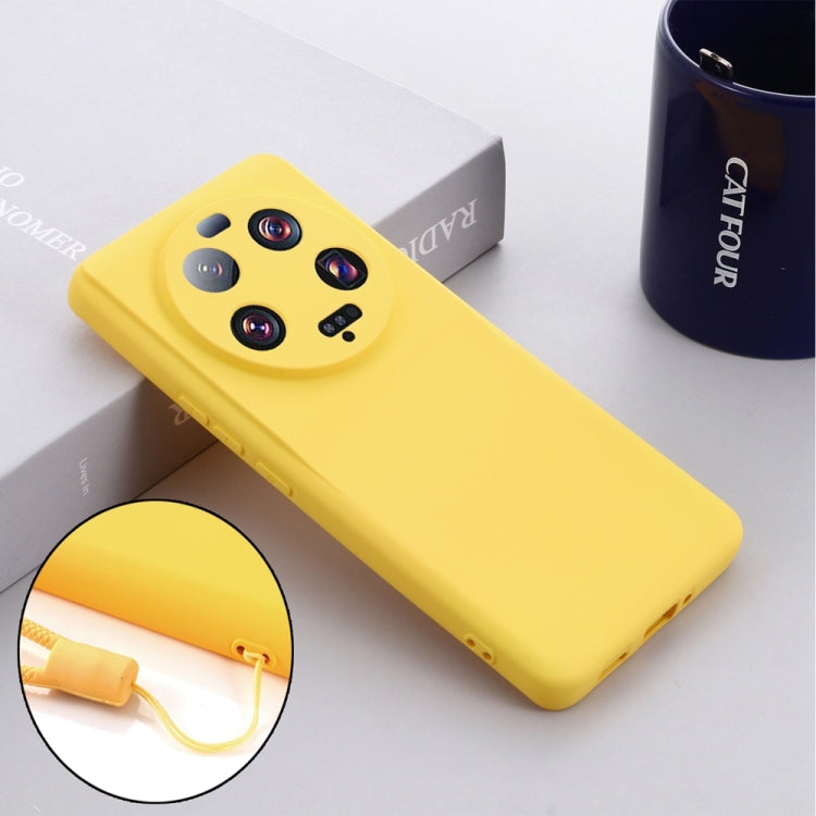 For Xiaomi 13 Ultra 5G Pure Color Liquid Silicone Shockproof Phone Case(Yellow) by buy2fix