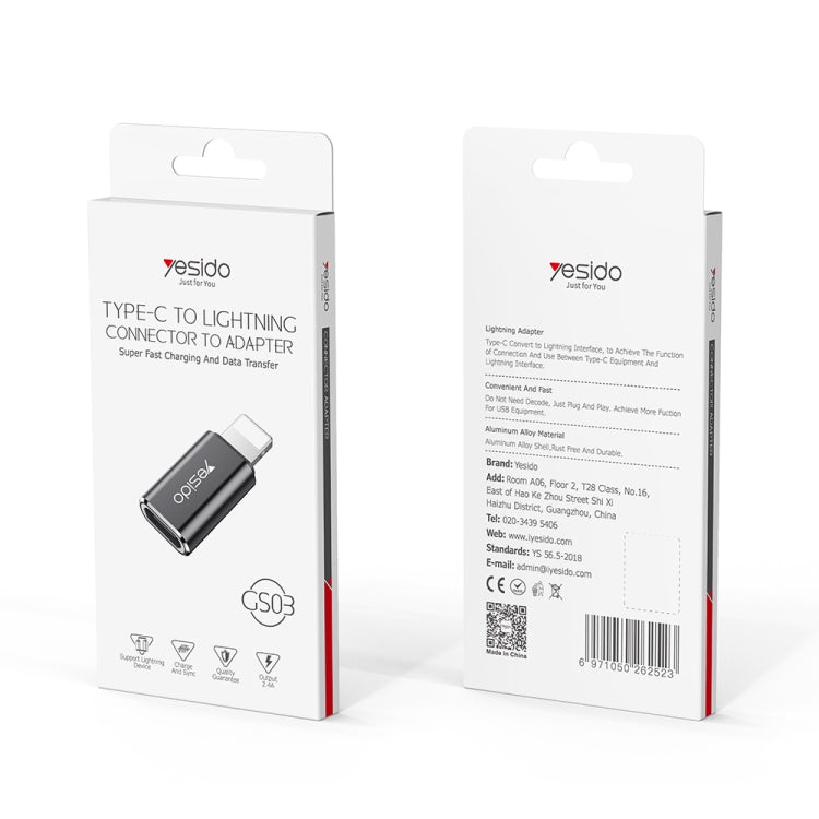 Yesido GS03 8 Pin to Type-C Charging Adapter(Black) by Yesido