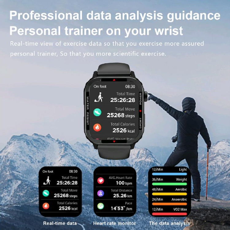 G96 1.85 inch HD Square Screen Rugged Smart Watch Support Bluetooth Calling/Heart Rate Monitoring/Blood Oxygen Monitoring(Black) by buy2fix