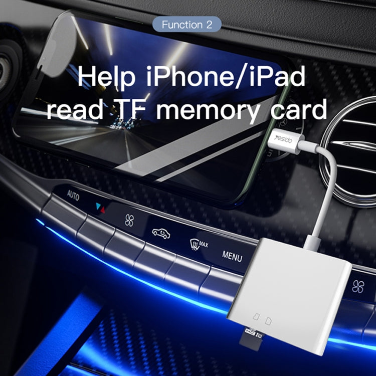 Yesido GS11 2 in 1 Multi-Function TF Card + SD Card to 8 Pin Converter Adapter(White) by Yesido