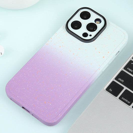 For iPhone 14 Pro Gradient Starry Silicone Phone Case with Lens Film(White Purple) by buy2fix