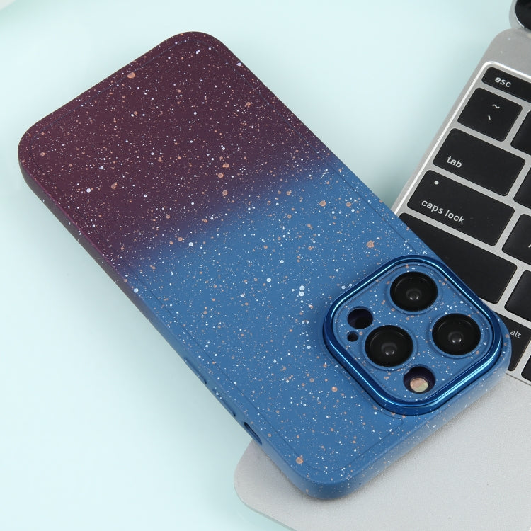 For iPhone 12 Pro Max Gradient Starry Silicone Phone Case with Lens Film(Blue Red) by buy2fix