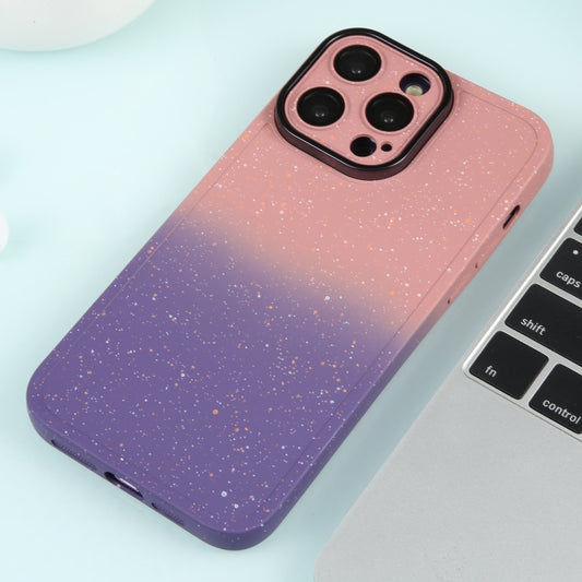 For iPhone 11 Gradient Starry Silicone Phone Case with Lens Film(Pink Purple) by buy2fix