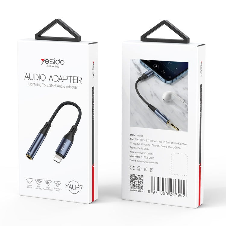 Yesido YAU37 8 Pin to 3.5mm Female Audio Adapter(Black) by Yesido
