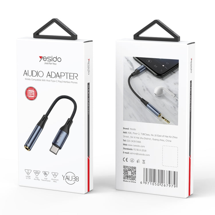 Yesido YAU38 Type-C to 3.5mm Female Audio Adapter(Black) by Yesido