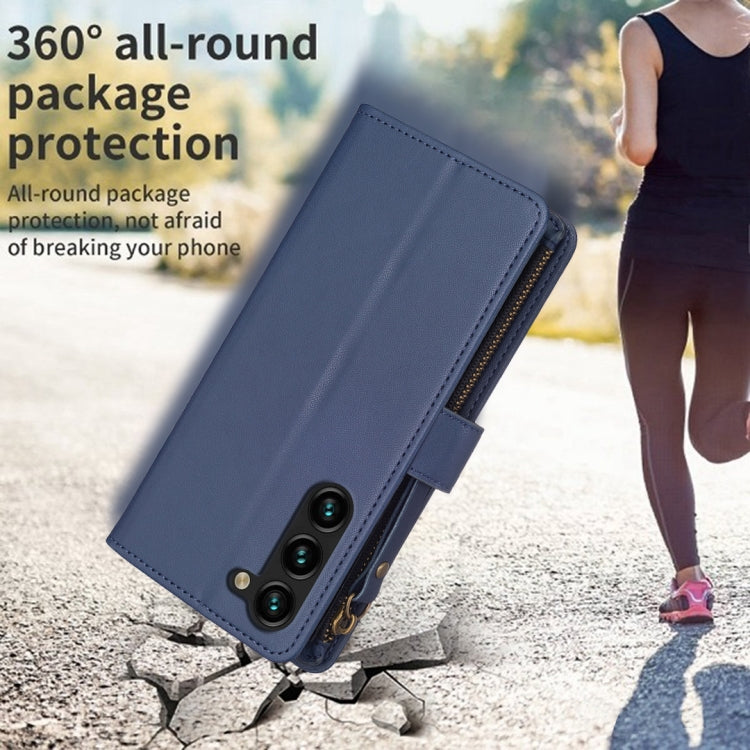 For Samsung Galaxy S23+ 5G 9 Card Slots Zipper Wallet Leather Flip Phone Case(Blue) by buy2fix