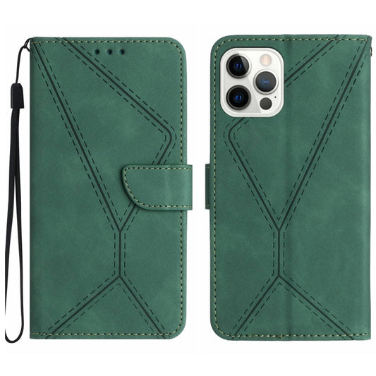 For iPhone 15 Pro Max Stitching Embossed Leather Phone Case(Green) - iPhone 15 Pro Max Cases by buy2fix | Online Shopping UK | buy2fix