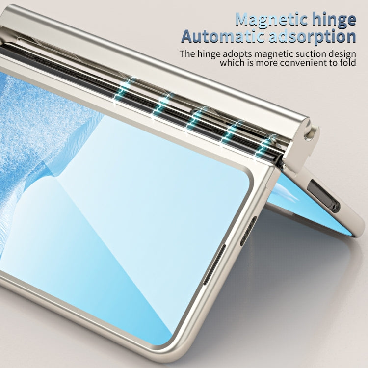 For Google Pixel Fold Integrated Electroplating Pen Slot Double Hinge Folding Phone Case with Stylus(Gold) by buy2fix