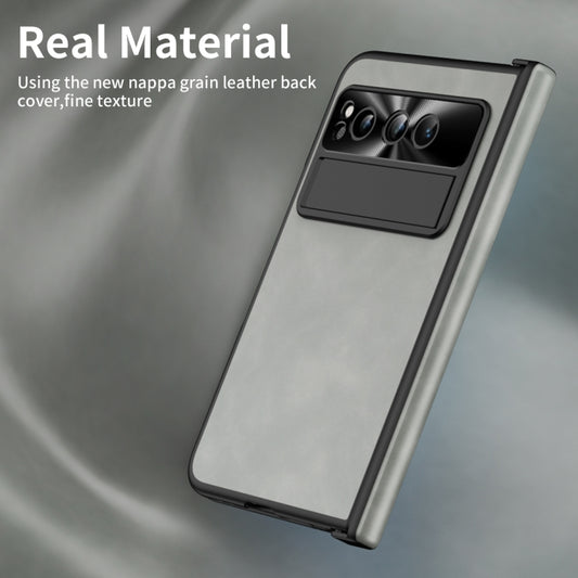 For Google Pixel Fold Integrated Napa Texture All-inclusive Phone Case with Hinge(White) by buy2fix