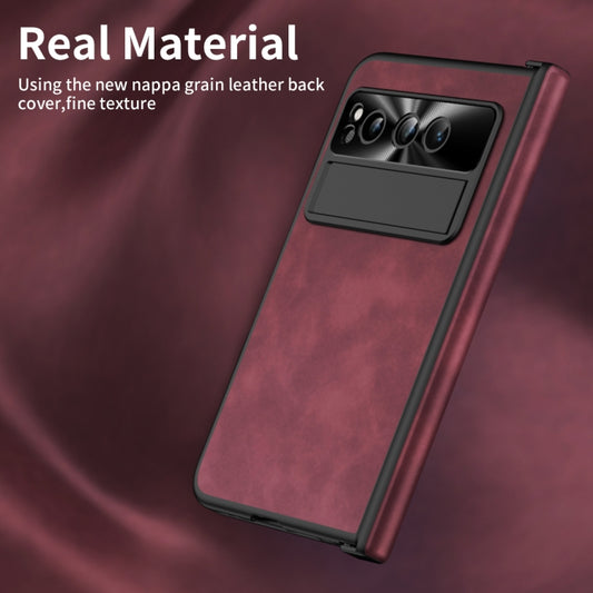 For Google Pixel Fold Integrated Napa Texture All-inclusive Phone Case with Hinge(Red) by buy2fix