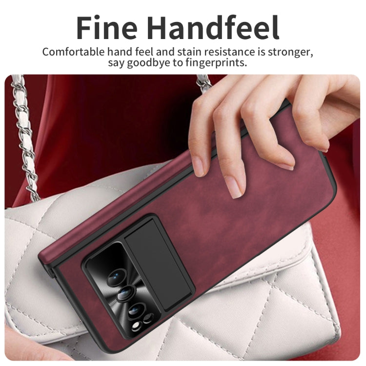 For Google Pixel Fold Integrated Napa Texture All-inclusive Phone Case with Hinge(Red) by buy2fix