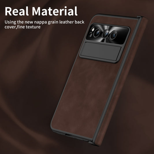 For Google Pixel Fold Integrated Napa Texture All-inclusive Phone Case with Hinge(Coffee) by buy2fix