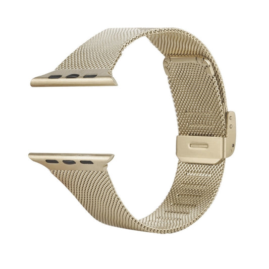 For Apple Watch Series 9&8&7 41mm / SE 3&SE 2&6&SE&5&4 40mm / 3&2&1 38mm Milanese Stainless Steel Watch Band(Vintage Gold) by buy2fix