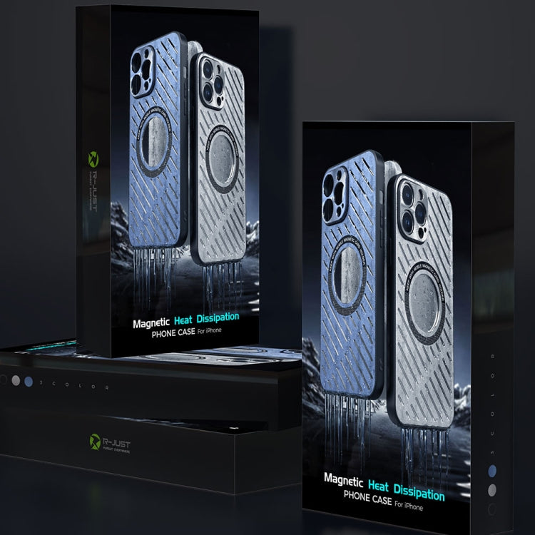 For iPhone 13 R-JUST RJ57 CD Pattern MagSafe Cooling Phone Case(Blue) by R-JUST