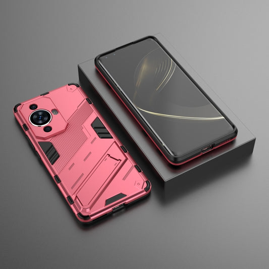 For Huawei nova 11 Pro 4G Punk Armor 2 in 1 PC + TPU Phone Case with Holder(Light Red) by buy2fix