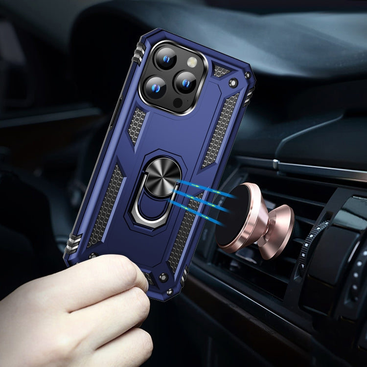 For iPhone 15 Plus Shockproof TPU + PC Phone Case with Holder(Blue) by buy2fix