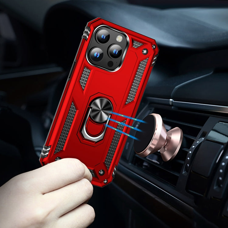 For iPhone 15 Pro Max Shockproof TPU + PC Phone Case with Holder(Red) by buy2fix