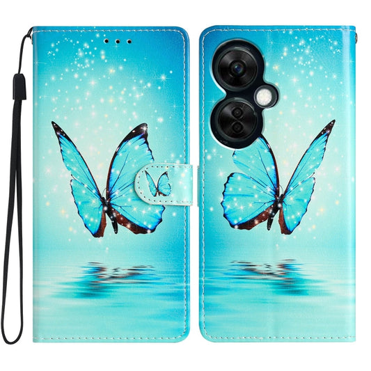 For OnePlus Nord CE 3 Lite 5G Colored Drawing Leather Phone Case(Blue Butterfly) by buy2fix