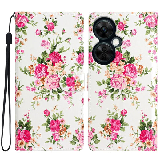 For OnePlus Nord CE 3 Lite 5G Colored Drawing Leather Phone Case(Peonies) by buy2fix