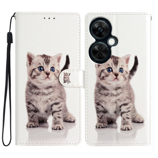 For OnePlus Nord CE 3 Lite 5G Colored Drawing Leather Phone Case(Little Tabby Cat) by buy2fix