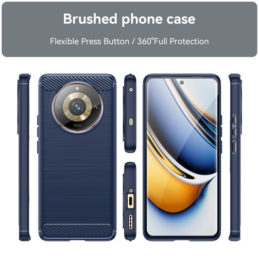 For Realme 11 Pro+ Brushed Texture Carbon Fiber TPU Phone Case(Blue) by buy2fix