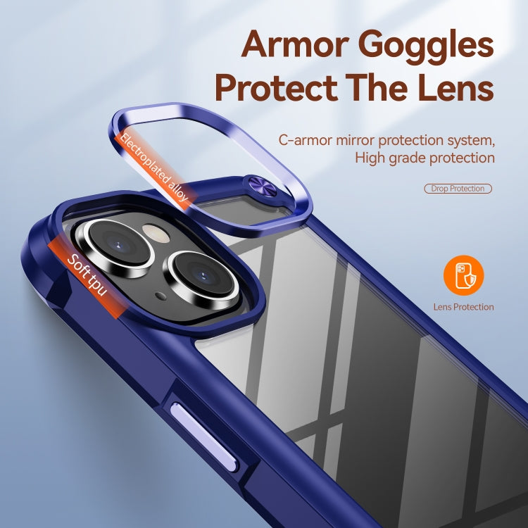 For iPhone 15 TPU + PC Lens Protection Phone Case(Blue) by buy2fix