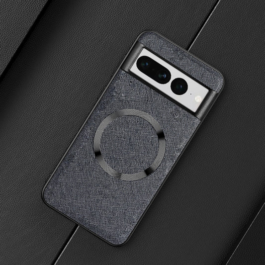 For Google Pixel 8 CD Magnetic Ring Magsafe Cross Texture Phone Case(Black) by buy2fix