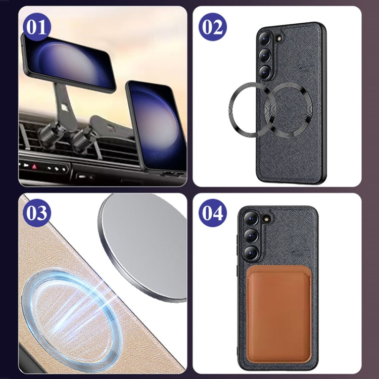 For Google Pixel 8 CD Magnetic Ring Magsafe Cross Texture Phone Case(White) by buy2fix