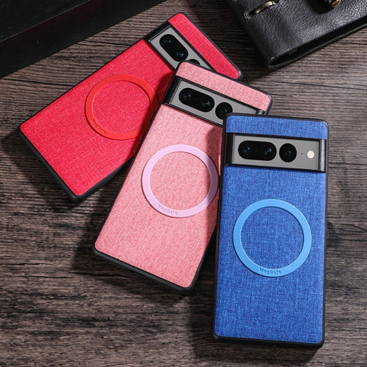 For Google Pixel 8 Magsafe Magnetic Ring Cloth Texture Phone Case(Grey) by buy2fix