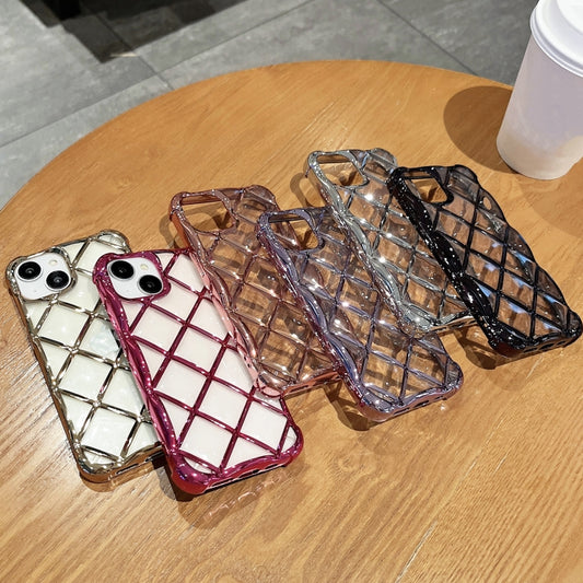For iPhone 15 Pro Max 3D Diamond Lattice Laser Engraving Phone Case(Purple) by buy2fix