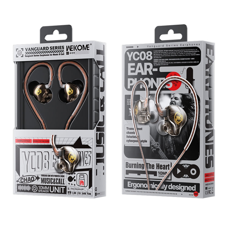 WK YC08 8 Pin Transparent Music Call Wired Earphone, Length: 1.2m(Black) by WK