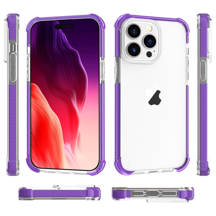 For iPhone 15 Pro Max Four-corner Shockproof TPU Hybrid Acrylic Phone Case(Purple) by buy2fix