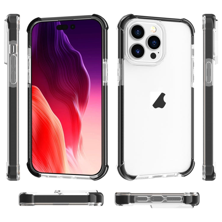 For iPhone 15 Pro Max Four-corner Shockproof TPU Hybrid Acrylic Phone Case(Black + Transparent) by buy2fix