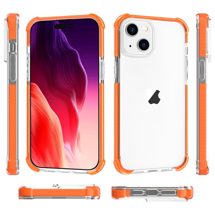 For iPhone 15 Four-corner Shockproof TPU Hybrid Acrylic Phone Case(Orange) by buy2fix