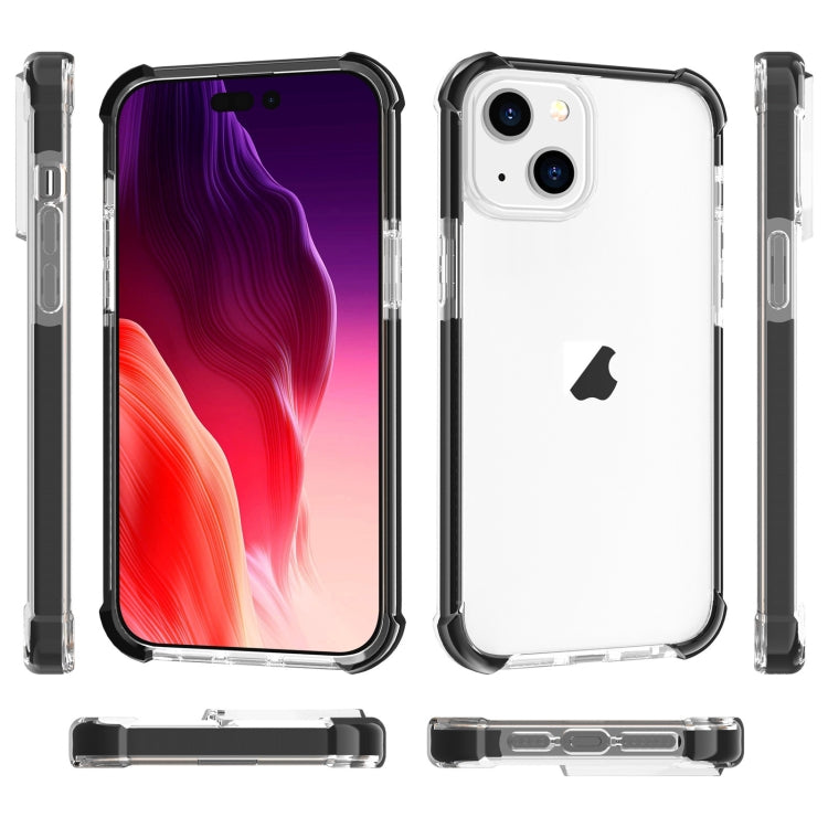 For iPhone 15 Four-corner Shockproof TPU Hybrid Acrylic Phone Case(Black + Transparent) by buy2fix
