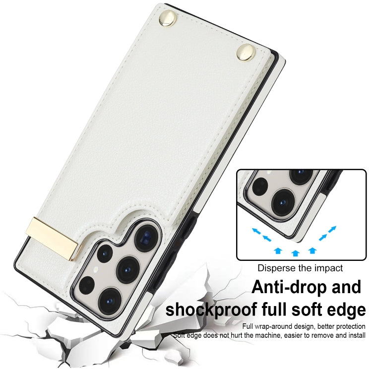 For Samsung Galaxy S23 Ultra 5G Metal Buckle Card Slots Phone Case(White) by buy2fix