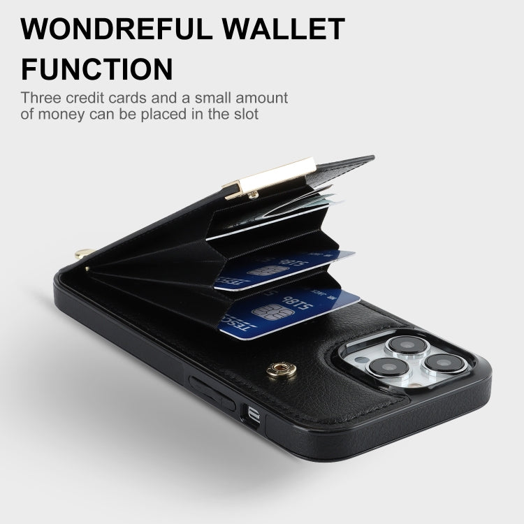 For iPhone 12 / 12 Pro Metal Buckle Card Slots Phone Case(Black) by buy2fix