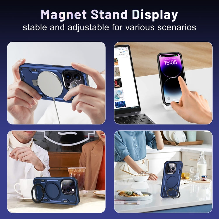 For iPhone 13 Pro Max Patronus MagSafe Magnetic Holder Phone Case(Navy Blue) by buy2fix