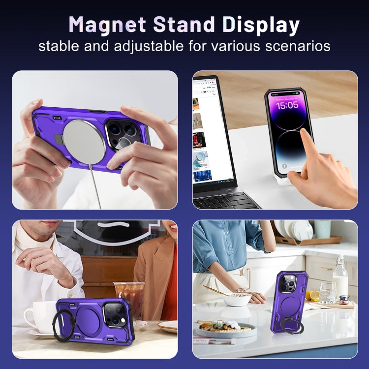 For iPhone 12 / 12 Pro Patronus MagSafe Magnetic Holder Phone Case(Purple) by buy2fix