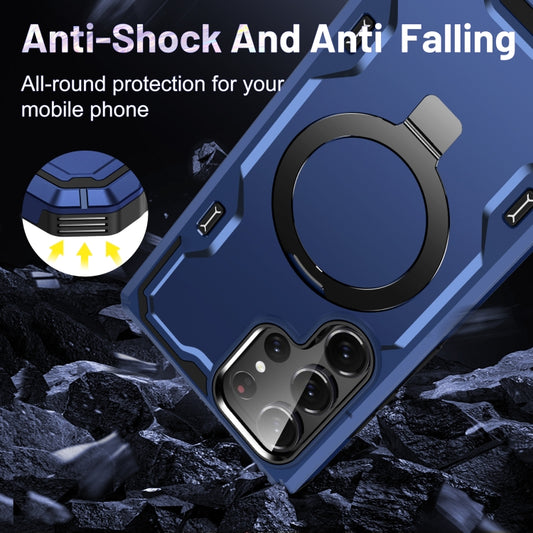 For Samsung Galaxy S23 5G Patronus MagSafe Magnetic Holder Phone Case(Navy Blue) by buy2fix