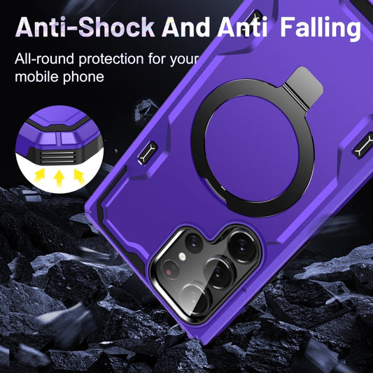 For Samsung Galaxy S23 5G Patronus MagSafe Magnetic Holder Phone Case(Purple) by buy2fix