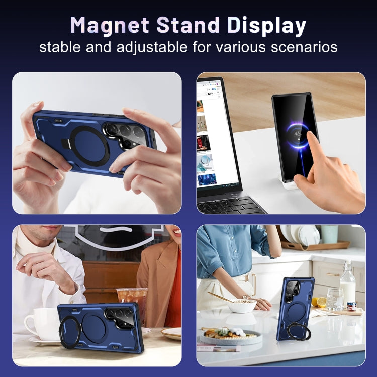For Samsung Galaxy S23+ 5G Patronus MagSafe Magnetic Holder Phone Case(Navy Blue) by buy2fix