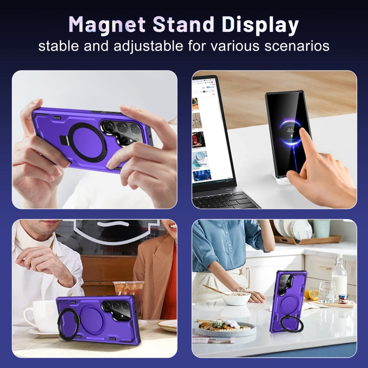 For Samsung Galaxy S23+ 5G Patronus MagSafe Magnetic Holder Phone Case(Purple) by buy2fix