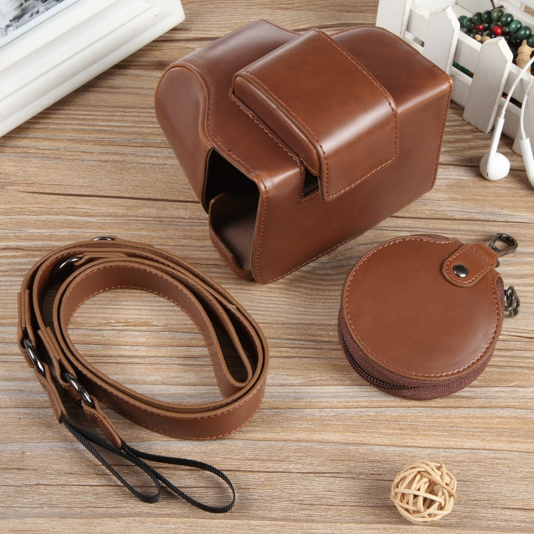 For Canon EOS R50 Full Body Magnetic Leather Camera Case Bag with Strap, Deluxe Edition(Coffee) by buy2fix