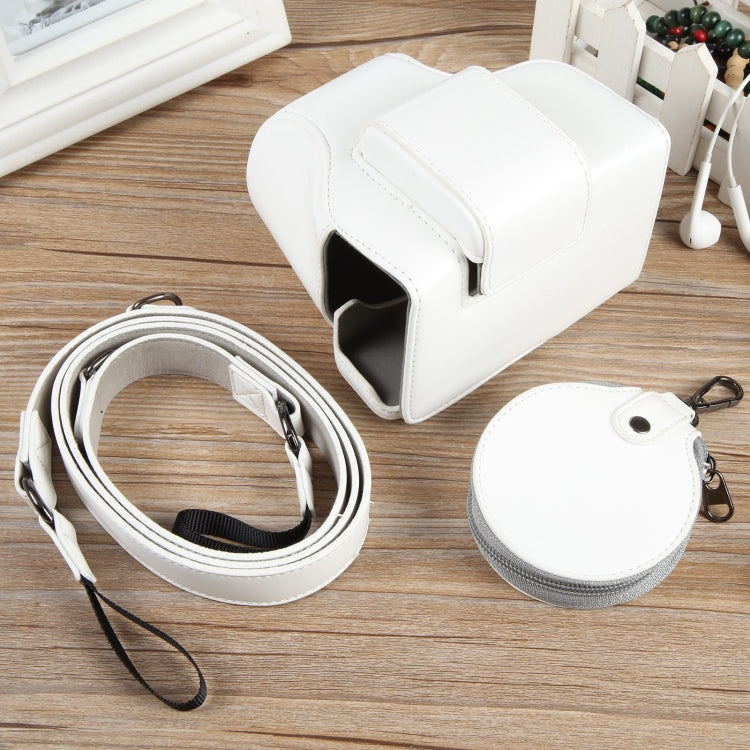 For Canon EOS R50 Full Body Magnetic Leather Camera Case Bag with Strap, Deluxe Edition(White) by buy2fix