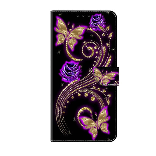 For Xiaomi 13 Lite Crystal 3D Shockproof Protective Leather Phone Case(Purple Flower Butterfly) by buy2fix