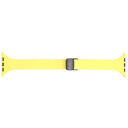 For Apple Watch Series 6 40mm Magnetic Buckle Slim Silicone Watch Band(Light Yellow) by buy2fix