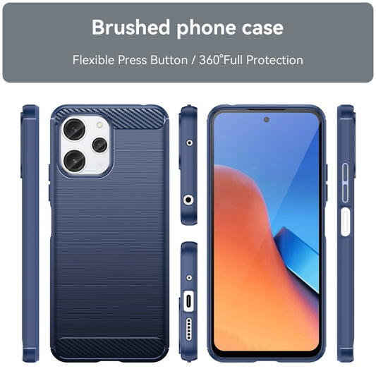 For Xiaomi Redmi 12 Carbon Fiber Brushed Texture TPU Phone Case(Blue) by buy2fix