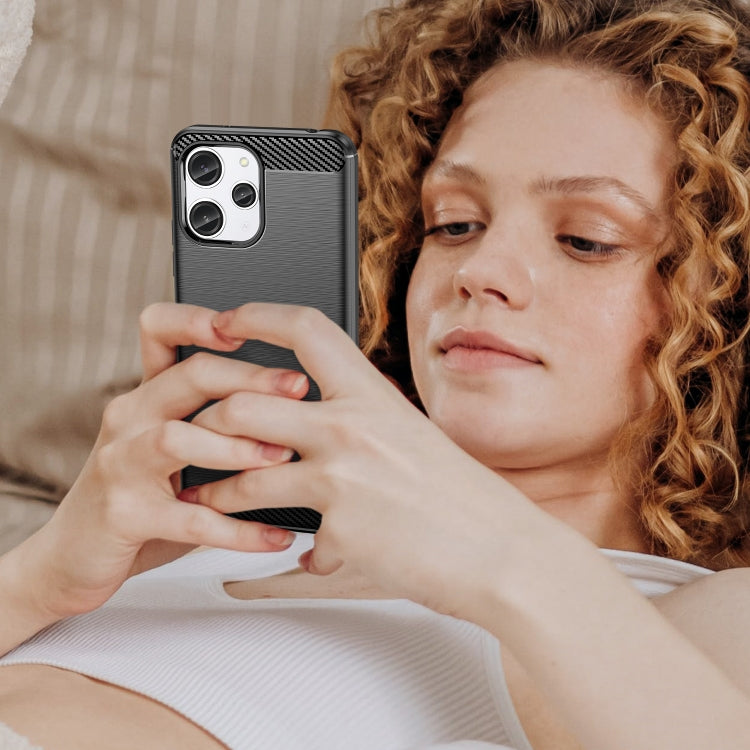 For Xiaomi Redmi 12 Carbon Fiber Brushed Texture TPU Phone Case(Black) by buy2fix